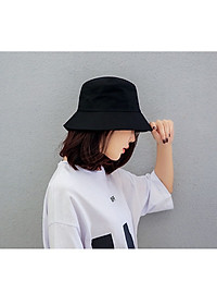 (Loại vải đẹp) Mũ Bucket ĐEN TRƠN- Nón tai bèo