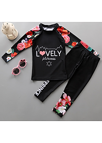 Đồ Bơi Bé Gái Tay Dài Quần Dài Họa Tiết Lovely Và Hoa Xinh BB038 MayHomes Long Sleeves And Long Pants Kid's Swimwear With UPF 50 Sun Protection