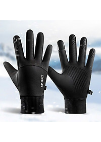 Găng tay nam mùa đông cảm ứng lót nỉ lông cực ấm lòng bàn tay chống trượt cao cấp GTN89