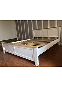 Giường ngủ gỗ thông màu trắng