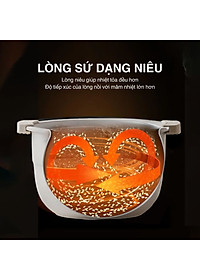 Nồi Cơm Điện Sứ Dưỡng Sinh Mishio MK365 lòng sứ nguyên chất 0.8L không chứa chất chống dính - Hàng chính hãng
