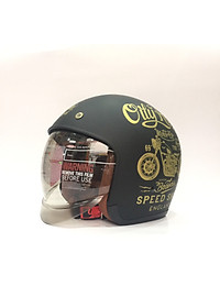 Nón bảo hiểm 3/4 kính âm Royal M139 tem V5 đen nhám cao cấp  - Lót tháo rời - Kính che hết mặt