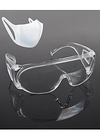 Kính nam nữ trong suốt chống bụi, cản tia UV, chắn gió, chống giọt bắn bảo vệ mắt- kính bảo hộ ( tặng kèm khẩu trang)
