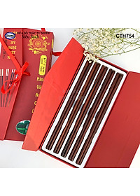 Đũa đầu búp gỗ Trắc Việt Nam Siêu sạch (10 đôi) Kháng khuẩn, không nấm mốc (CTH754) để mộc siêu bền - an toàn sức khỏe