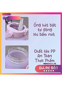 (Tặng sticker) Bình nước 2 lít  dành cho người lười uống nước bình nước cute 2L có ống hút, vạch chia nhắc giờ