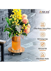Đế Kê Chậu Cây Có Bánh Xe ANKAN, R30cm Làm Giá Đỡ Kệ Hoa Cây Cảnh, Màu Vàng Nắng, Chịu Tải 150Kg