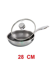 Chảo sâu lòng tổ ong 3 lớp đáy liền inox 304 Blackcube FiveStar Plus nắp kính ( 24cm / 26cm / 28cm ), dùng được bếp từ