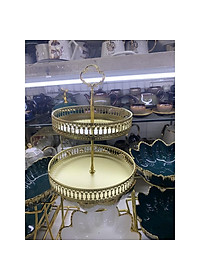 Kệ đựng hoa quả, bánh kẹo, mỹ phẩm hợp kim mạ vàng cao cấp 2022 | KỆ 2 ĐĨA HỢP KIM MẠ VÀNG CAO CẤP