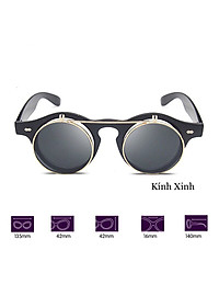 Kính Mát Nam Nữ 2 Lớp Tròng Mắt Tròn Bật Nắp Phong Cách Cổ Điển