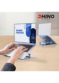 Kệ đỡ Laptop xoay 360° tản nhiệt Rhino KL301, giá đỡ máy tính nhôm cao cấp, gấp gọn - Hàng chính hãng