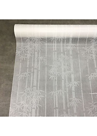 Giấy dán kính hình cây tre cây trúc màu trắng - khổ 90cm - có sẵn keo