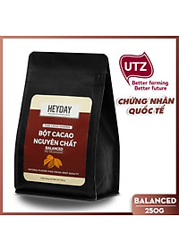 Bột cacao nguyên chất 100% Việt Nam – Dòng Balanced phổ thông túi 250g – Chuyên dùng làm bánh, pha chế cho quán cà phê – Heyday Cacao