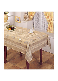 Khăn trải bàn PAULEE – 856B (180cm x 137cm) hoa văn nâu.