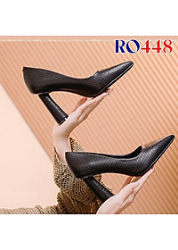Giày cao gót nữ đẹp đế vuông 8 phân hàng hiệu rosata ba màu đen đỏ nâu ro448