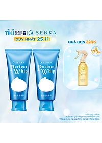 Combo 2 Sữa rửa mặt sạch hoàn hảo ẩm mịn tự nhiên với bọt tơ tằm trắng Senka Perfect Whip 120g số 1 Nhật Bản