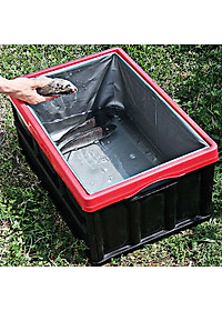 Hộp để đồ đa năng gấp gọn cốp sau ô tô dung tích 30 lít, Kích thước: Sâu x Rộng x Cao (42cm x 29cm x 24cm), Màu đen viền đỏ, KM309-30