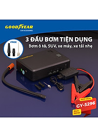Bộ Kích Bình 400A Kiêm Bơm Lốp Xe GOODYEAR GY-5296 Đa Chức Năng Sạc Dự Phòng 10400mAh Đèn LED Khẩn Cấp - Nhập Khẩu Chính Hãng