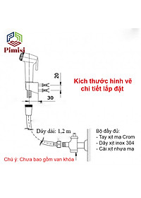 Vòi Xịt Vệ Sinh Bồn Cầu Toilet Trong Nhà Tắm Tăng Áp Pimisi Chịu Áp Lực Nước - Mạ Xi Inox Sáng Bóng Từ Tay Xịt Và Dây Mềm Cao Cấp | Hàng Chính Hãng