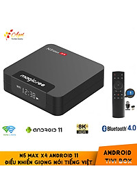 android tivi box magicsee n5 max x4 Ram 4G Android 11 điều khiển cử chỉ và giọng nói tiếng việt bluetooth S905X4 wifi 2 băng tần cài sẵn phim,…