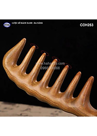 Lược gỗ thơm Bách Xanh răng thưa MÁT XA đa năng (COH263) Chải tóc xoăn, rối, xù -  Massage đầu giúp lưu thông máu đả thông kinh mạch, giảm nguy cơ đau đầu chóng mặt khi ngồi làm việc lâu - HAHANCO