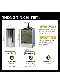 Lọ đựng tăm inox 304 DandiHome nắp bấm đóng mở hoàn toàn kín