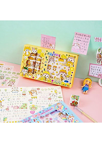 Hộp 10 Washi Tape 10 Sticker Cô Bé Cute Dễ Thương Băng Keo Dính Hình Dán Stickers Trang Trí Sổ Tay Xinh