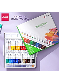 Màu Acrylic tuýp mini chuyên nghiệp Deli - 5ml/tuýp - Vẽ vải / Vẽ quần áo / Vẽ giày - 12/18/24 màu