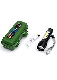 Đèn pin mini siêu sáng bỏ túi 2in1 có zoom xa gần kèm hộp đựng- Hàng chính hãng 