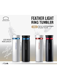 Bình Giữ Nhiệt 450ml Lock&Lock Feather Light màu trắng đỏ LHC4131WR, Hàng chính hãng - JoyMall