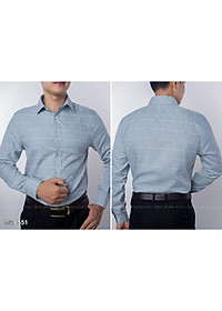 Áo sơ mi nam dài tay công sở trung niên thương hiệu Anton sợi tre họa tiết màu ghi - Y8551