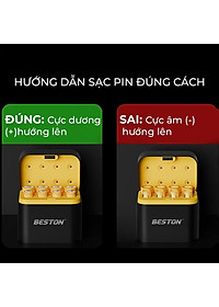 Sạc pin Beston AA AAA M7037 1.5V dùng cho pin 2A 3A 8 khe, cổng USB-C, sạc nhanh tự ngắt thông minh