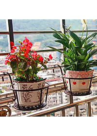 Giá kim loại để chậu hoa, cây cảnh mini có móc treo ban công tiện lợi - ĐEN