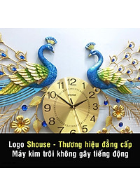 Đồng Hồ Treo Tường Con Chim Công Khổng Tước Kim Trôi Shouse A999 Nghệ Thuật Cao Cấp hiện đại 3D kích cỡ lớn đẹp treo phòng khách