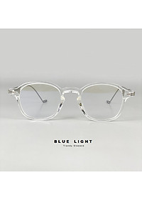 Gọng Kính Cận, Kính Giả Cận Mắt Vuông Nhỏ Đen, Trong Suốt Càng Kim Loại Cao Cấp - B LUE LIGHT