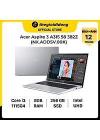 Laptop Acer Aspire 3 A315 58 382Z i3 1115G4/8GB/256GB/15.6″F/Win11/(NX.ADDSV.00K)/Bạc – Hàng chính hãng