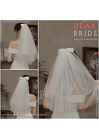 Voan phồng - lúp cô dâu đính nơ nguyên khổ vải chiều dài 90cm Giangpkc