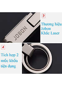 Móc chìa khóa đa năng ô tô, xe máy, gia đình thương hiệu JOBON - Thép hợp kim cao cấp - Da thật 100% - Trọng lượng: 36g -  Mã: ZB-018 - Hàng Nhập Khẩu