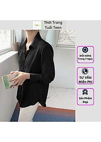 Áo sơ mi nữ tay dài form rộng trơn trẻ trung nặng động vải lụa mềm mịn-MUD03