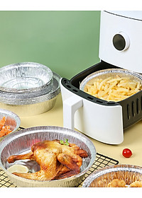 Khay giấy bạc lót nồi chiên không dầu (set 10 cái) tái sử dụng