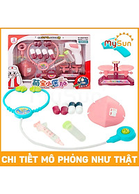 Bộ đồ chơi bác sĩ khám bệnh cho trẻ em bé gái màu hồng, bé trai màu xanh nhập khẩu.