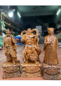 COMBO 3 TƯỢNG ,KHỔNG MINH ,QUAN CÔNG ,TRIỆU TỬ LONG BẰNG GỖ BÁCH XANH THƠM PHỨC KT CAO 30×9×6CM