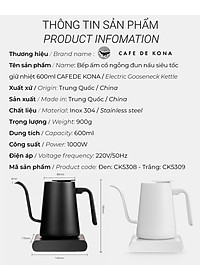 Bếp ấm cổ ngỗng đun nấu siêu tốc giữ nhiệt 600ml CAFE DE KONA