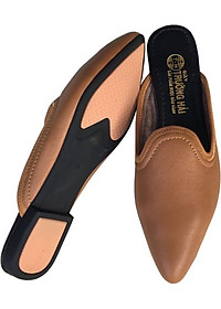 Dép bít mũi TRƯỜNG HẢI da bò thật mềm mại không bong tróc đế cao su chồng mòn êm ái BMN0361