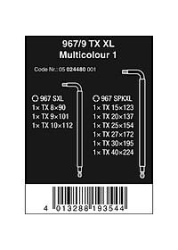 Bộ hoa thị dài nhiều màu sắc (không lỗ) 967/9 TX XL Multicolour 1 Wera 05024480001