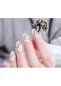 Móng tay giả nail thời trang đính đá - Bộ 24 móng