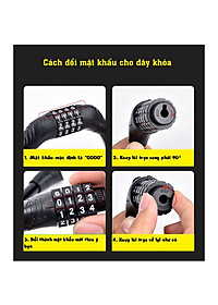 Khóa Xe Đạp Xe Máy 4 Số Chống Trộm Bọc Cáp (Đen)