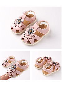 Dép - Sandal tập đi cho bé gái 6 - 18 tháng gắn hoa xinh xắn SG17