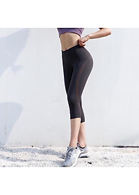 Quần Lửng Legging Nữ Phối Lưới Tập Gym,Yoga,Đi Chơi