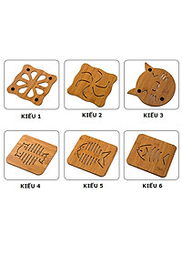 Combo 5 đế lót nồi bằng gỗ chịu nhiệt hình thú (giao mẫu ngẫu nhiên)