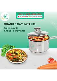 Quánh nấu cháo bột inox 430 Fivestar Standard nắp kính 3 đáy bếp từ ( 12cm / 14cm / 16cm ), tặng 5 muỗng ăn